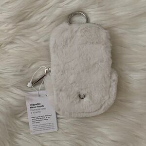 LULULEMON Clippable Nano Plush Fleece Pouch in Bone/Silver